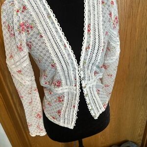 Free People White Floral Lace Blouse